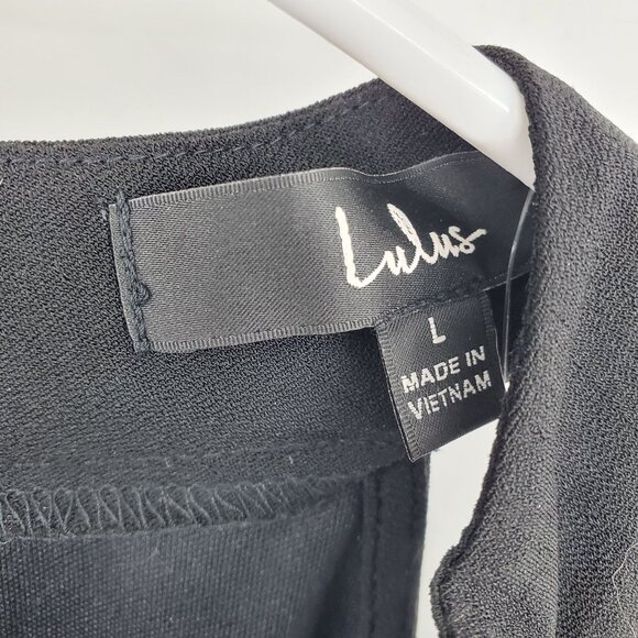 NWT Lulus Black Halter Neck Keyhole Cutout Back Swing Basic Dress Large - Picture 4 of 10